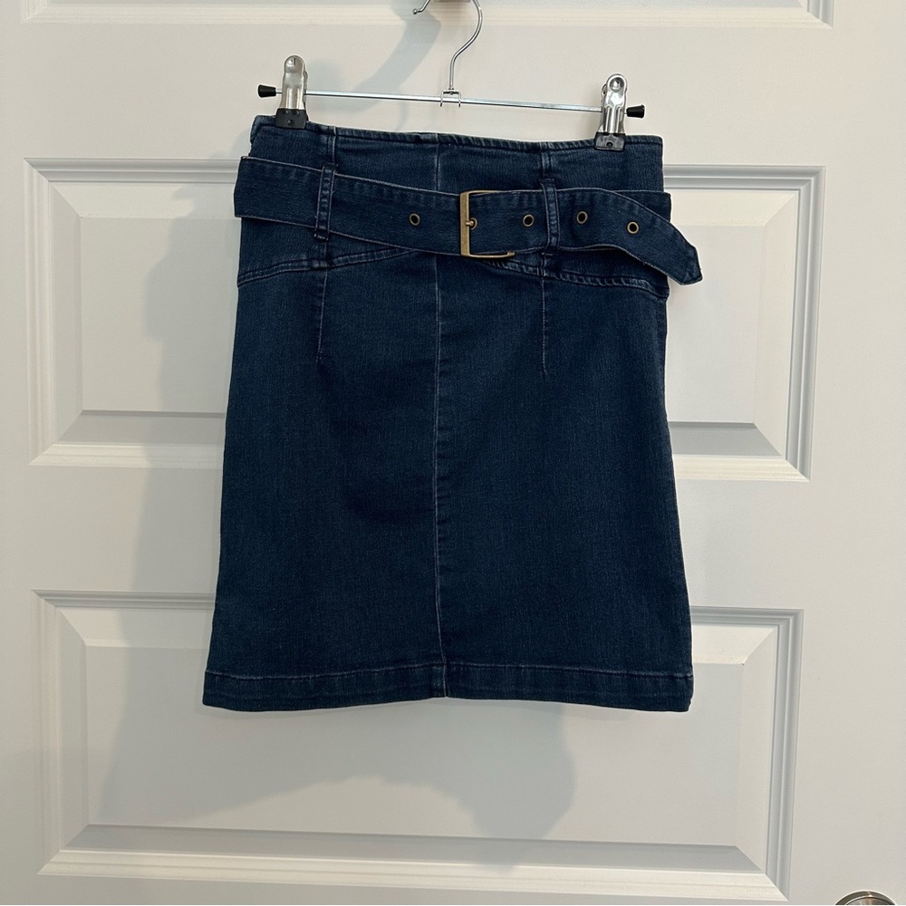 Free People Living It Denim Belted Indigo Skirt